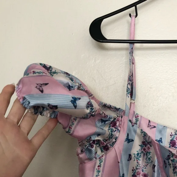 NWT Sold Out Sugar Thrillz Butterfly Stripe Dress with Ruched Skirt - Picture 9 of 10